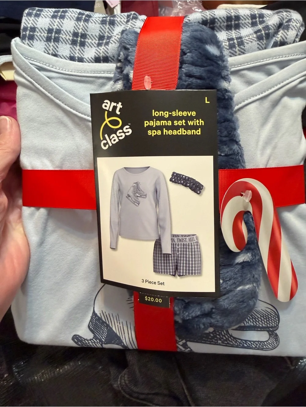 art class Light Blue Long-Sleeve Kids Pajama Set with Spa Headband - Light Blue
